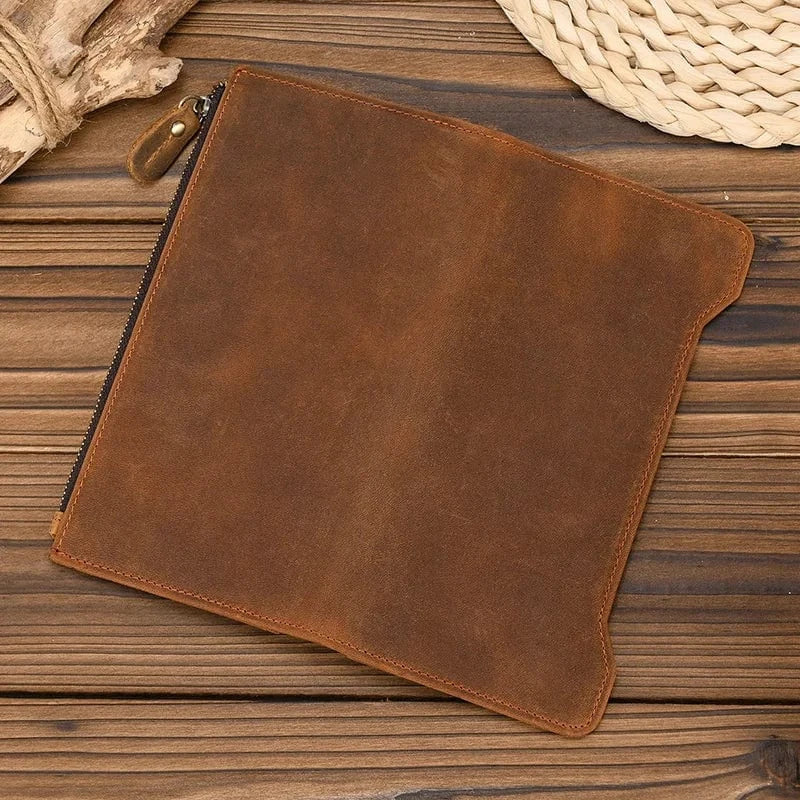 Portefeuille zippé homme en cuir, format plat 19,5 cm