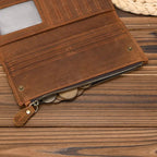 Portefeuille zippé homme en cuir, format plat 19,5 cm