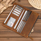 Portefeuille zippé homme en cuir, format plat 19,5 cm