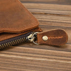 Portefeuille zippé homme en cuir, format plat 19,5 cm