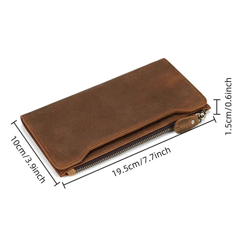 Portefeuille zippé homme en cuir, format plat 19,5 cm