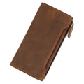 Portefeuille zippé homme en cuir, format plat 19,5 cm, marron