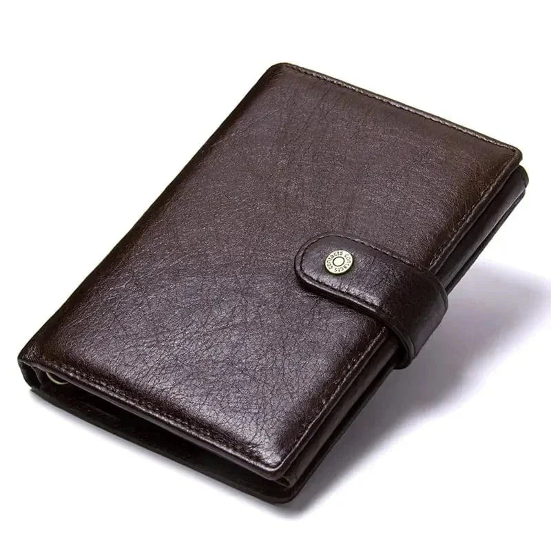 Portefeuille homme à fermeture par loquet, avec porte-photo, café