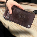 Portefeuille long homme zippé en cuir, place téléphone 6,5 pouces