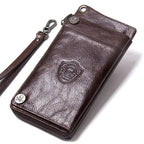 Portefeuille long homme zippé en cuir, place téléphone 6,5 pouces