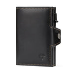 Portefeuille homme automatique pop-up avec section zippée, noir
