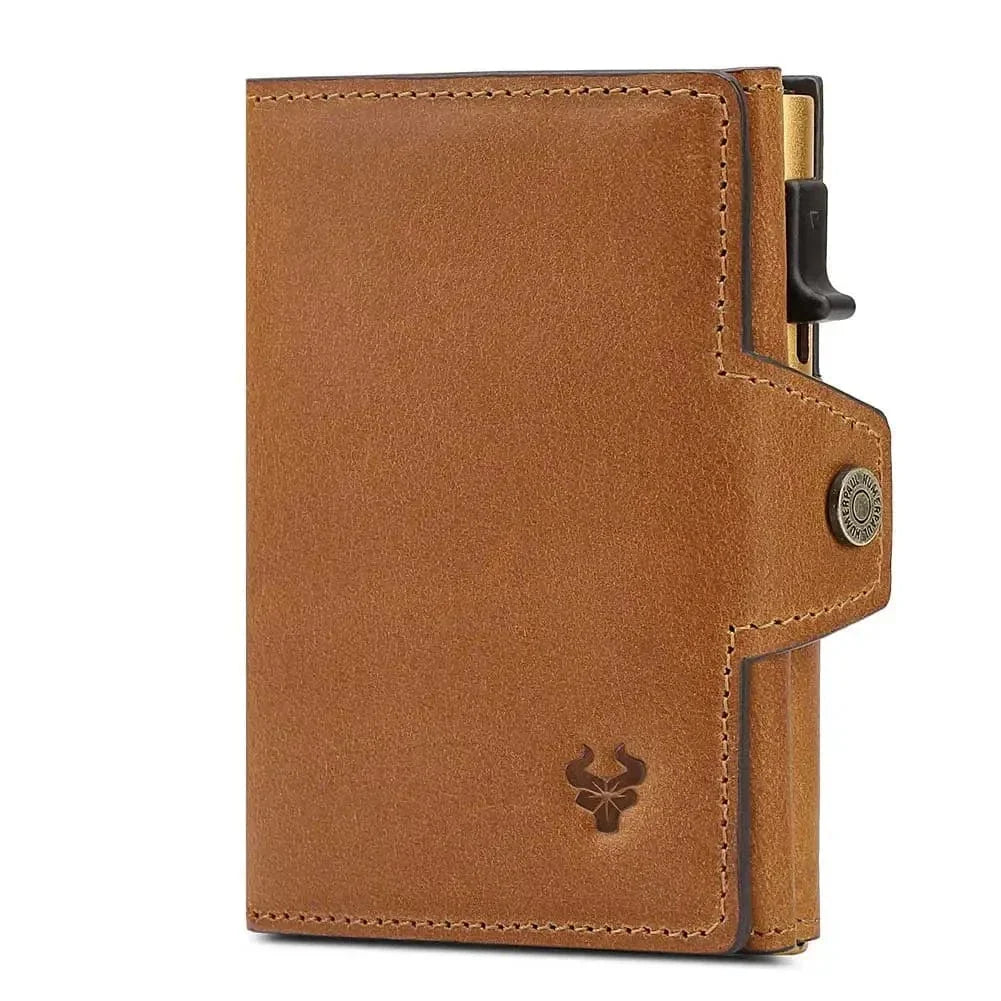 Portefeuille homme automatique pop-up avec section zippée, marron