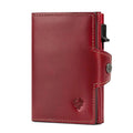 Portefeuille homme automatique pop-up avec section zippée, rouge