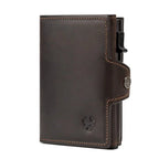 Portefeuille homme automatique pop-up avec section zippée, café