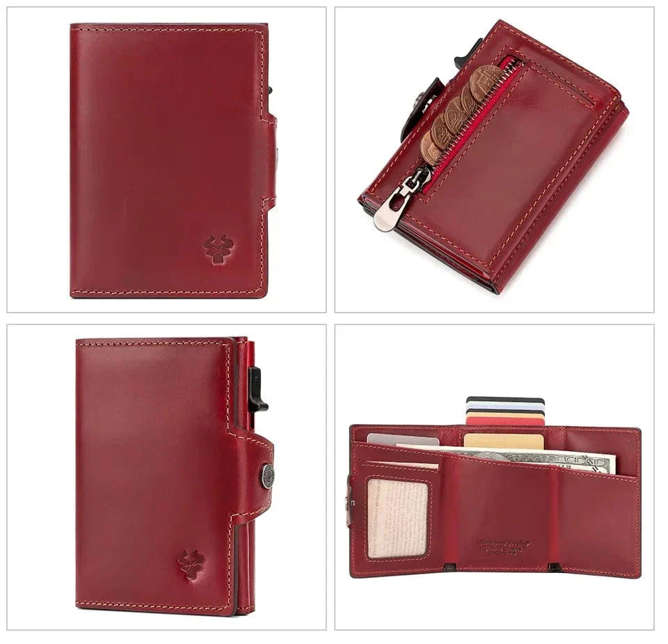 Portefeuille homme automatique pop-up avec section zippée
