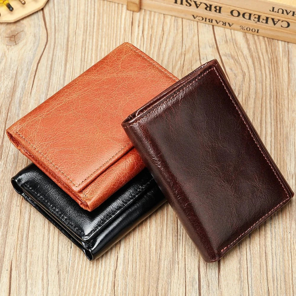 Portefeuille homme en cuir anti lecture sans contact, compact