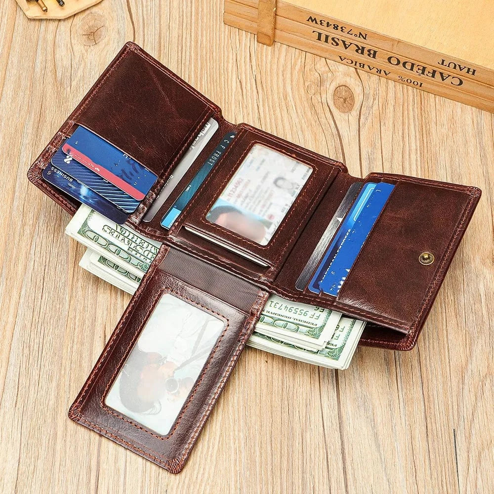 Portefeuille homme en cuir anti lecture sans contact, compact