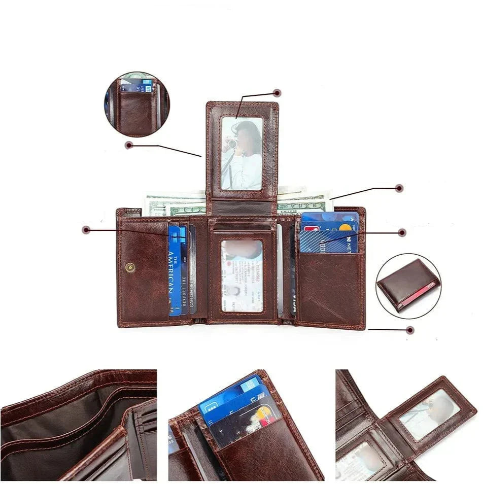 Portefeuille homme en cuir anti lecture sans contact, compact