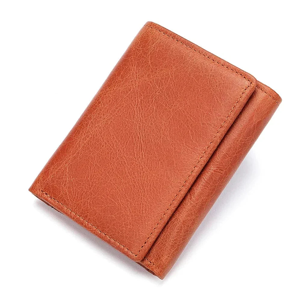 Portefeuille homme en cuir anti lecture sans contact, compact, marron