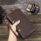 Portefeuille homme trois volets en cuir, place pour le passeport