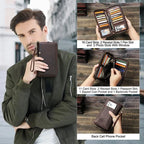 Portefeuille homme trois volets en cuir, place pour le passeport