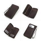 Portefeuille homme trois volets en cuir, place pour le passeport