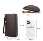 Portefeuille homme trois volets en cuir, place pour le passeport