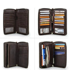 Portefeuille homme trois volets en cuir, place pour le passeport