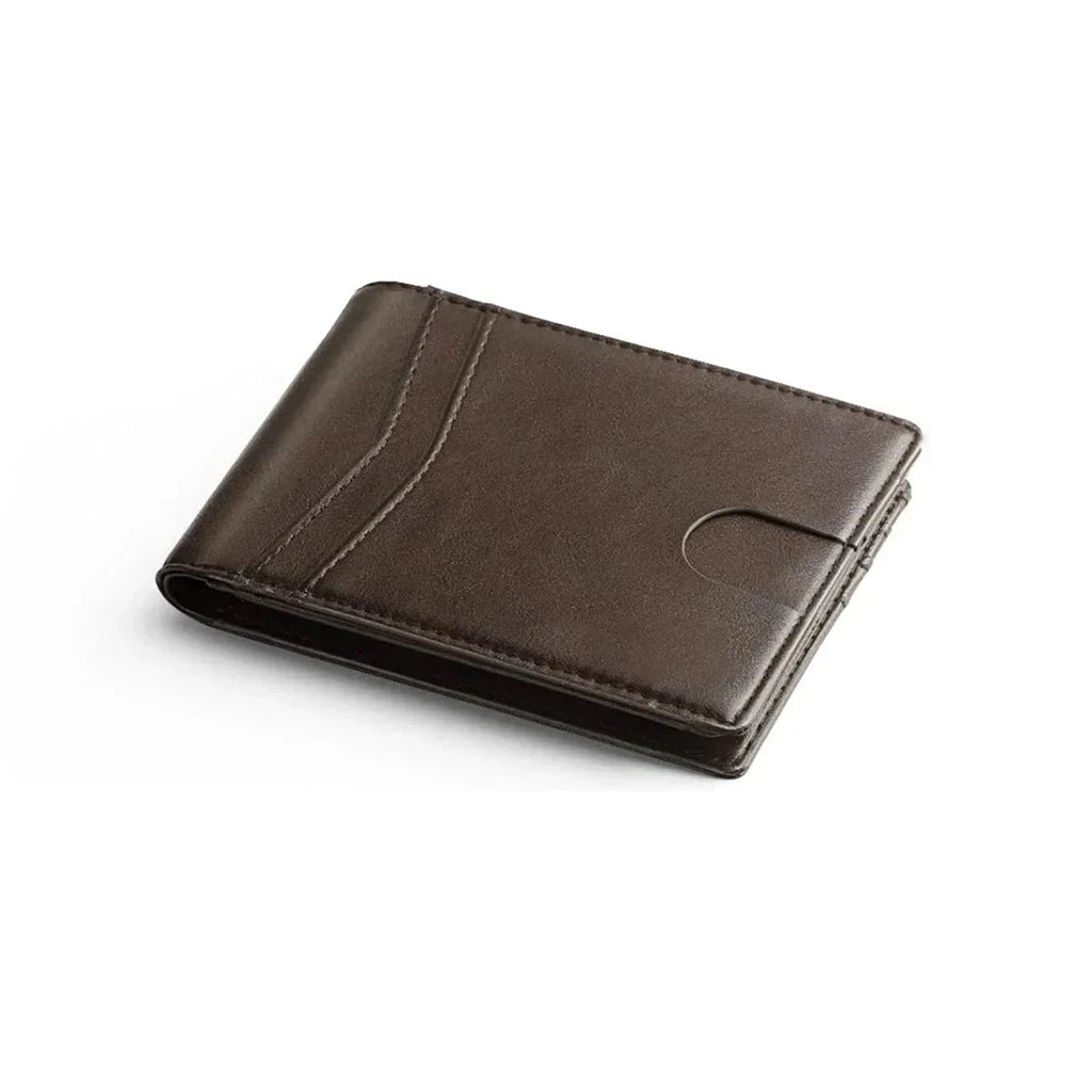 Portefeuille homme fin en similicuir, 13 cartes, anti sans contact, café