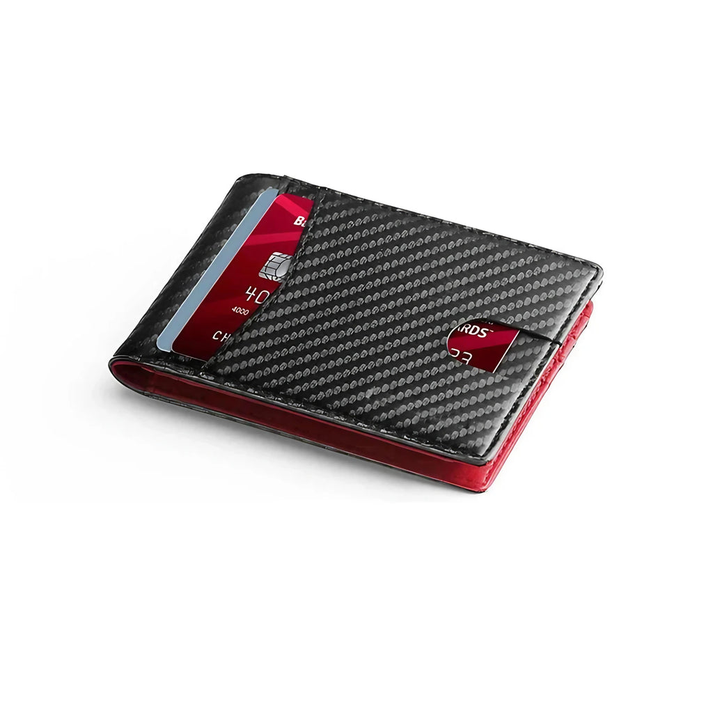 Portefeuille homme fin en similicuir, 13 cartes, anti sans contact, rouge