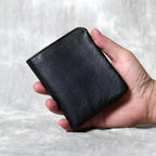 Portefeuille homme extra-plat en cuir, style rétro, 100 g, noir