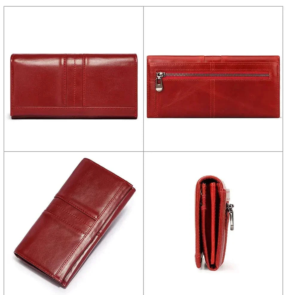 Portefeuille femme en cuir à blocage sans contact, quatre coloris