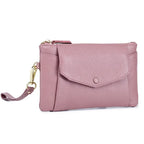 Portefeuille long et plat femme en cuir, 20 cm, cinq coloris, rose