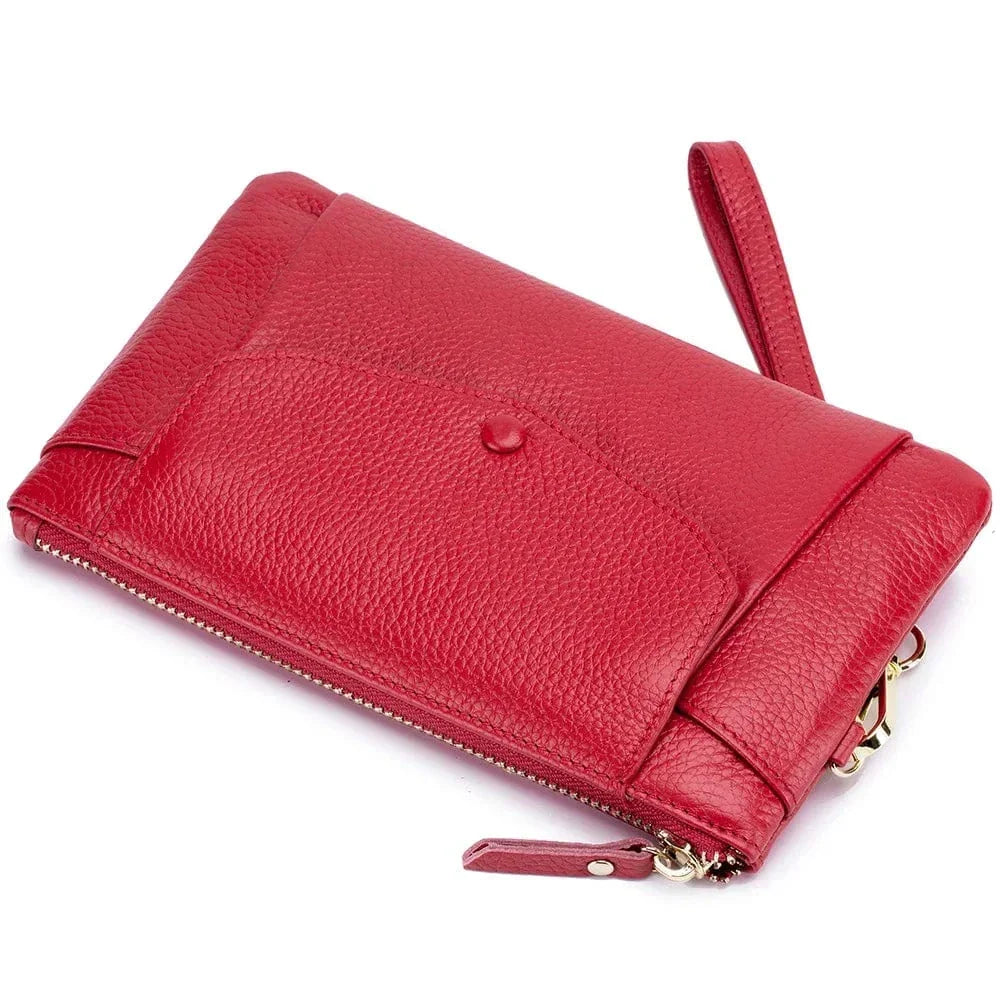 Portefeuille long et plat femme en cuir, 20 cm, cinq coloris
