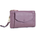 Portefeuille long et plat femme en cuir, 20 cm, cinq coloris, violet