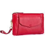 Portefeuille long et plat femme en cuir, 20 cm, cinq coloris, rouge