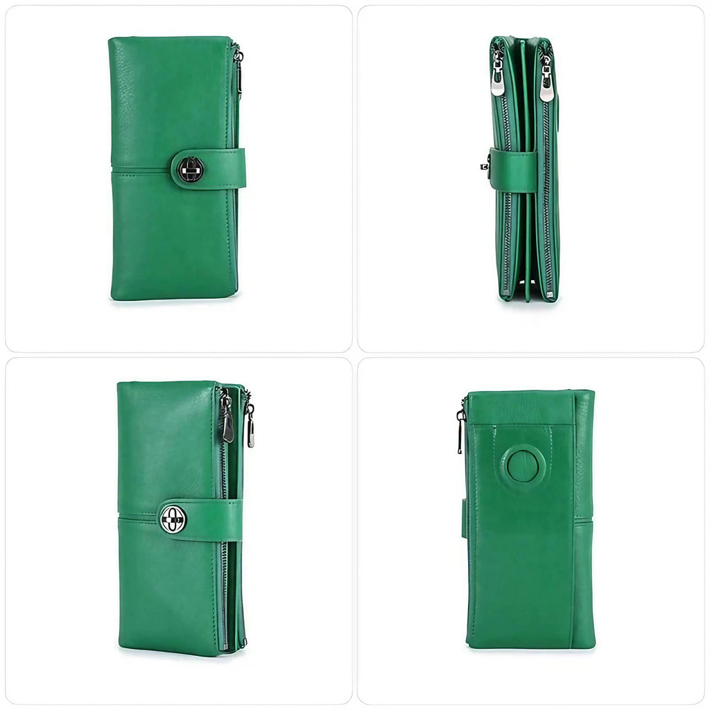 Portefeuille long femme zippé avec fente pour traceur, cinq coloris