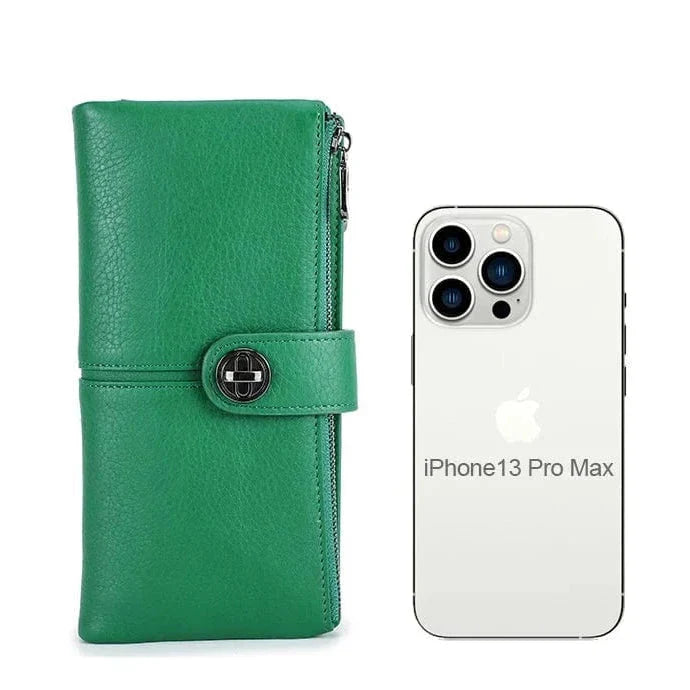 Portefeuille long femme zippé avec fente pour traceur, cinq coloris