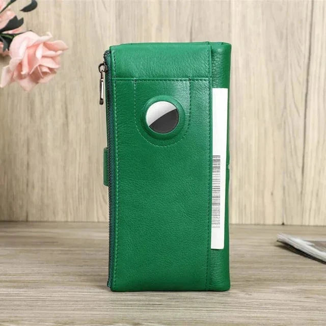 Portefeuille long femme zippé avec fente pour traceur, cinq coloris
