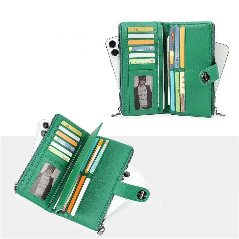 Portefeuille long femme zippé avec fente pour traceur, cinq coloris