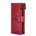 Portefeuille long femme zippé avec fente pour traceur, cinq coloris, rouge