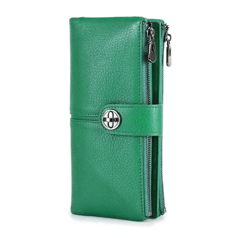 Portefeuille long femme zippé avec fente pour traceur, cinq coloris