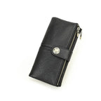 Portefeuille long femme zippé avec fente pour traceur, cinq coloris, noir