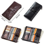 Portefeuille long homme en cuir, rabat à loquet et poche zippée