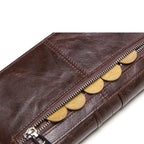Portefeuille long homme en cuir, rabat à loquet et poche zippée