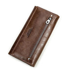 Portefeuille long femme avec place pour le téléphone, six coloris, marron