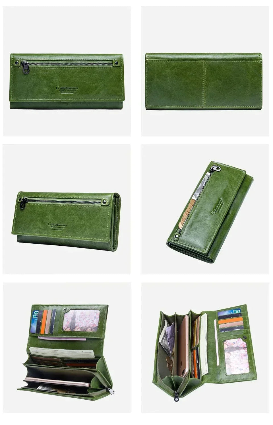 Portefeuille long femme avec place pour le téléphone, six coloris