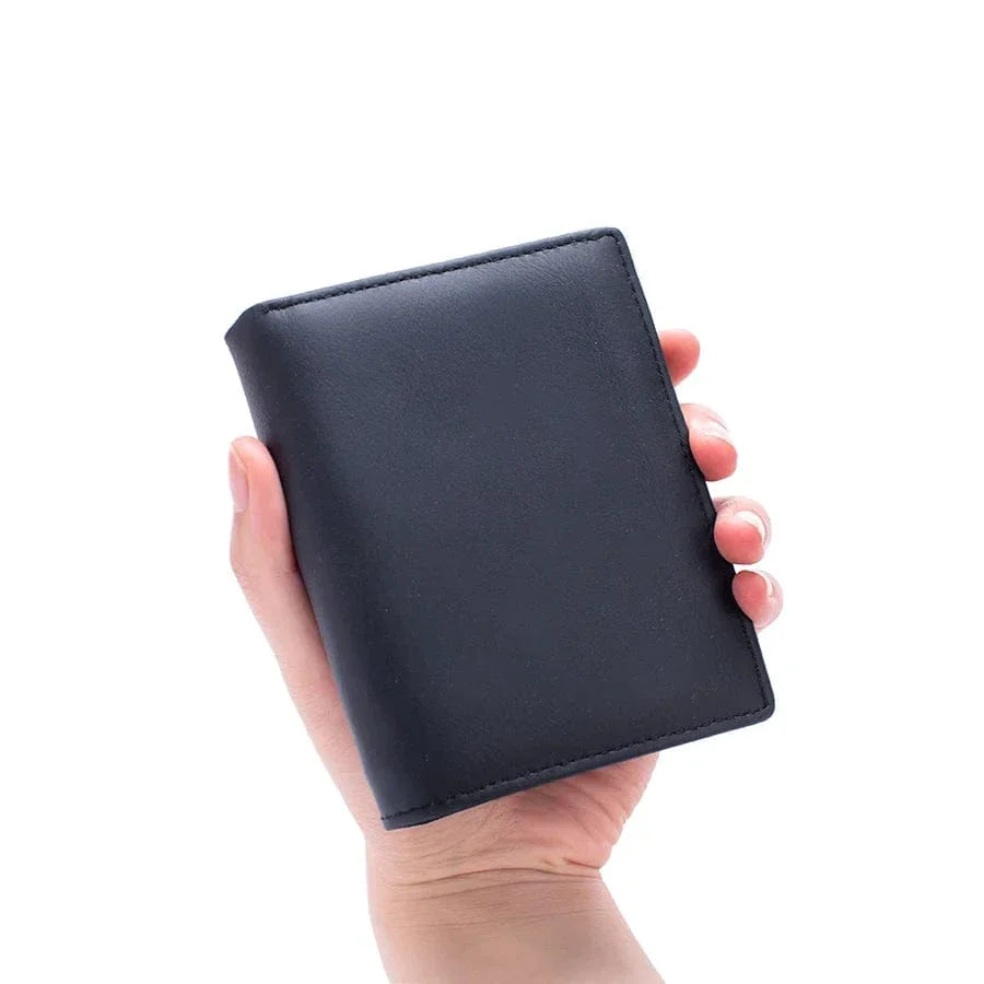 Portefeuille slim homme en cuir, trois volets, anti sans contact