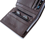 Portefeuille slim homme en cuir, trois volets, anti sans contact