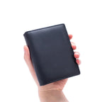 Portefeuille slim homme en cuir, trois volets, anti sans contact, noir