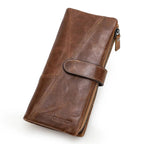 Portefeuille zippé femme, pochette téléphone, sept coloris, marron