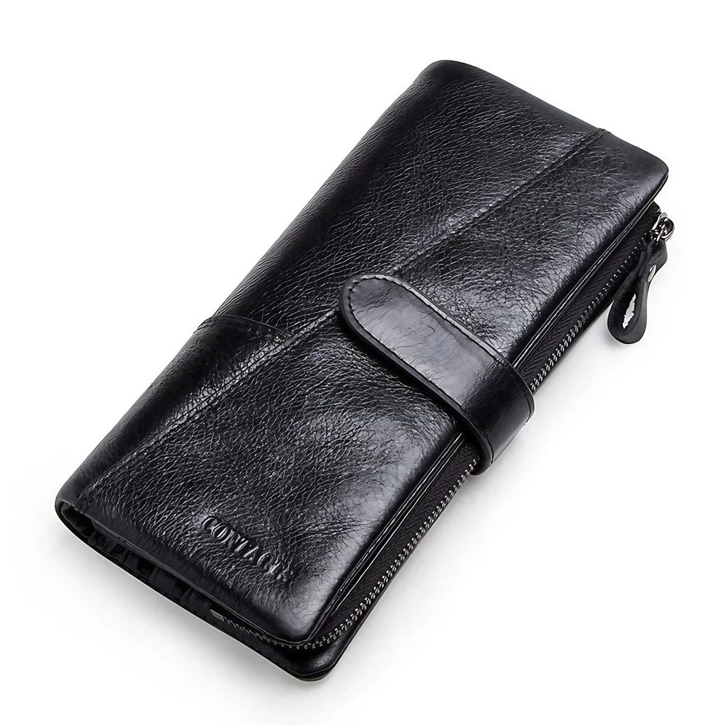 Portefeuille zippé femme, pochette téléphone, sept coloris, noir