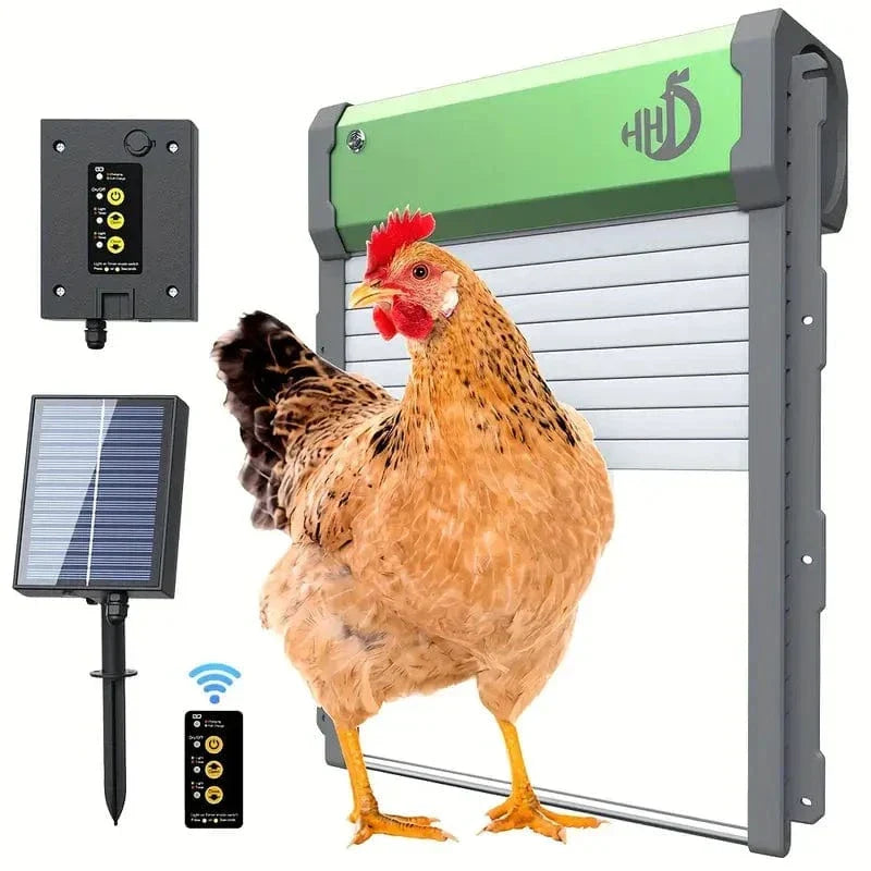 Porte automatique de poulailler solaire, minuterie et télécommande