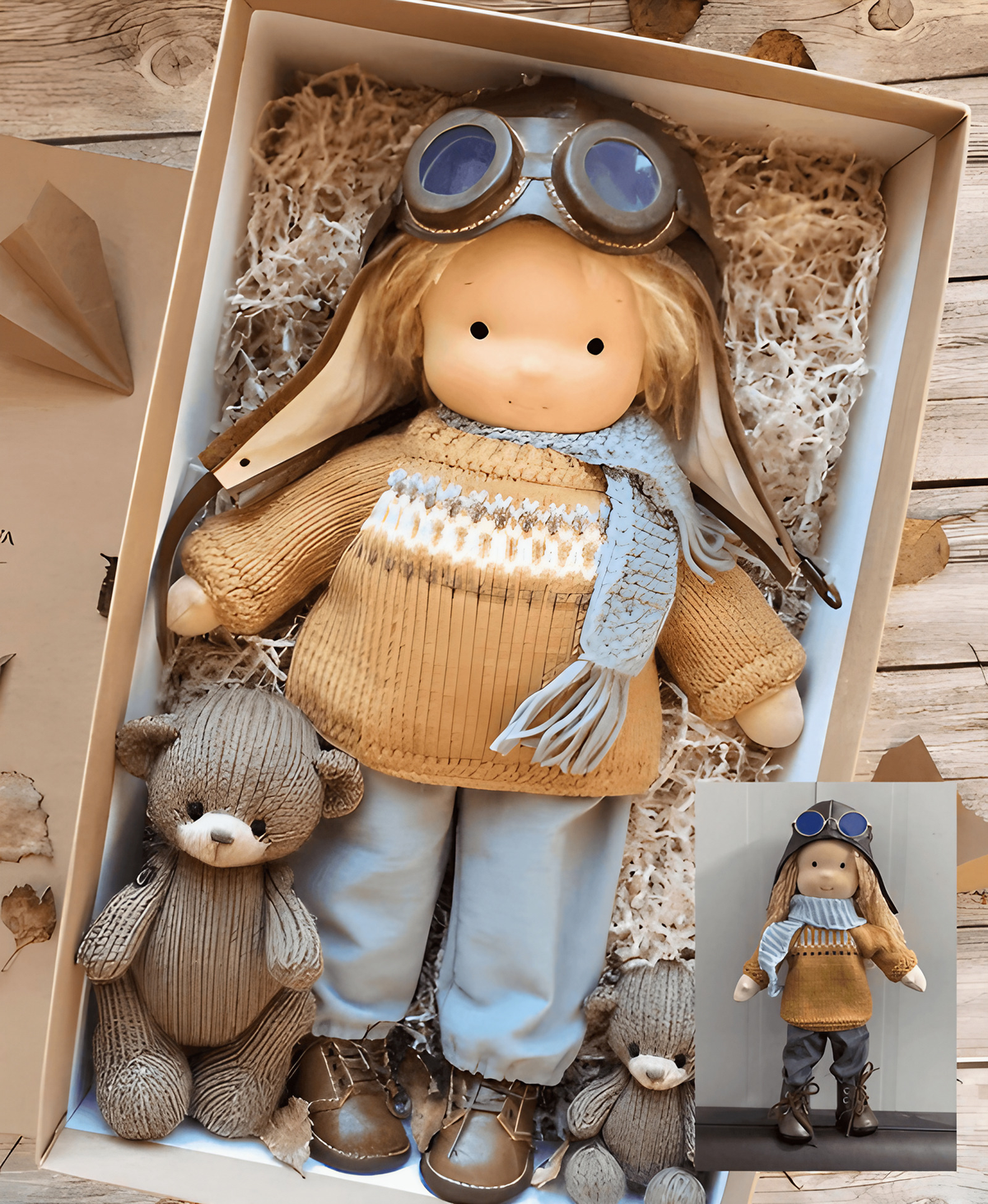 Poupée en tissu style Waldorf pour enfant, dès 3 ans, sept coloris