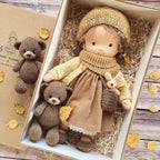 Poupée en tissu style Waldorf pour enfant, dès 3 ans, sept coloris, kaki